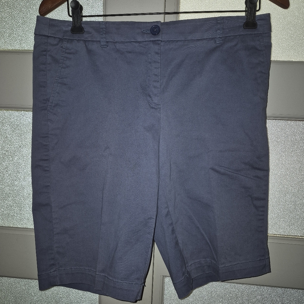Juniper + Lime Flat Front Blue Cotton Shorts